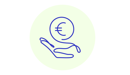 Figuur hand met euro teken