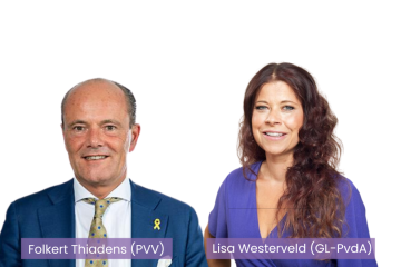 Kamerleden Folkert Thiadens en Lisa Westerveld in gesprek